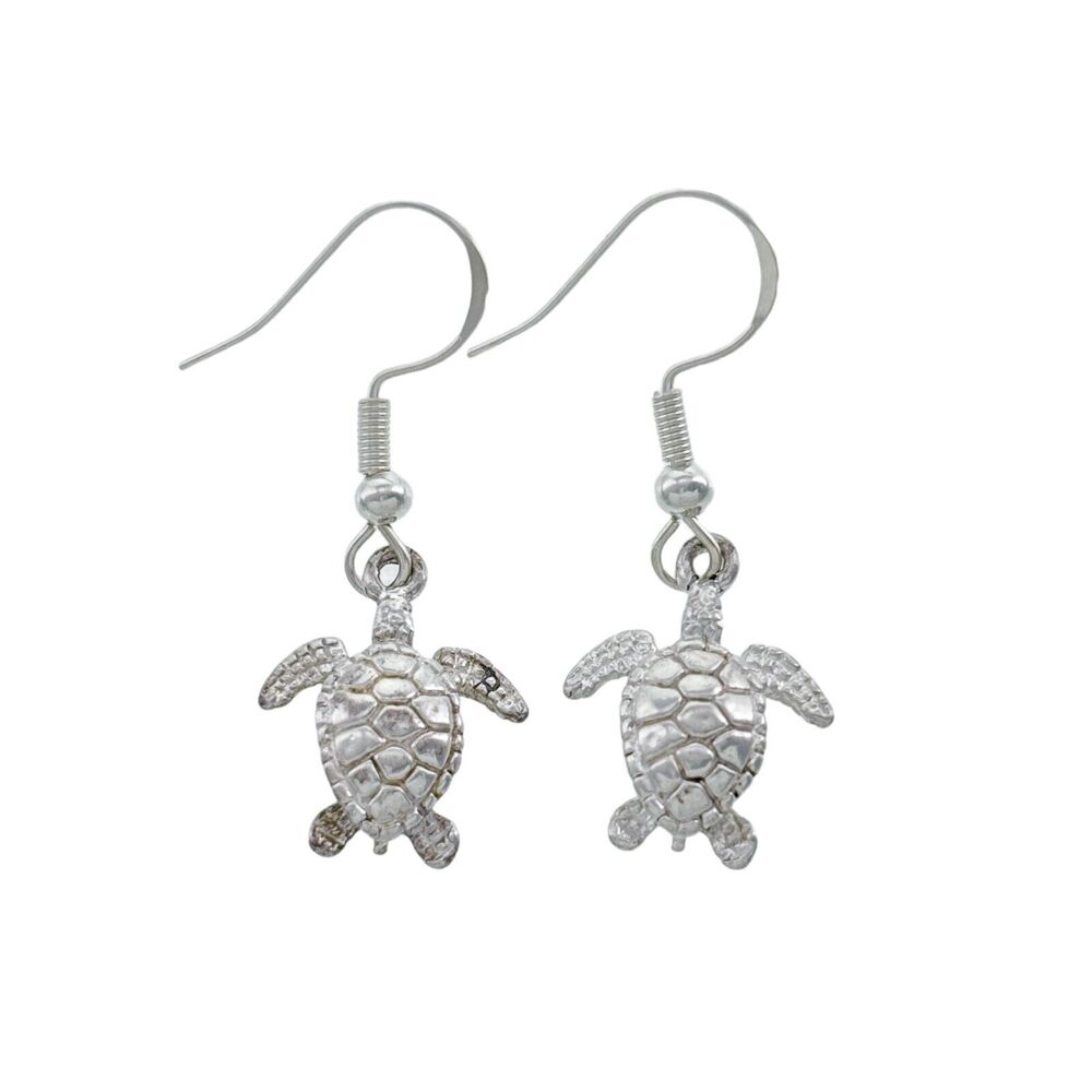 Vintage Sterling Silver 925 Sea Turtle Dangle Earrings